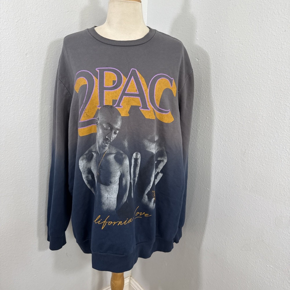 2Pac Sweatshirt Mens XL Gray California Love Pullover Rap Hip Hop Streetwear
